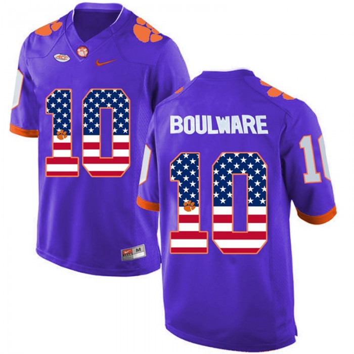 Male Ben Boulware Clemson Tigers Purple NCAA Football US Flag Fashion Jersey