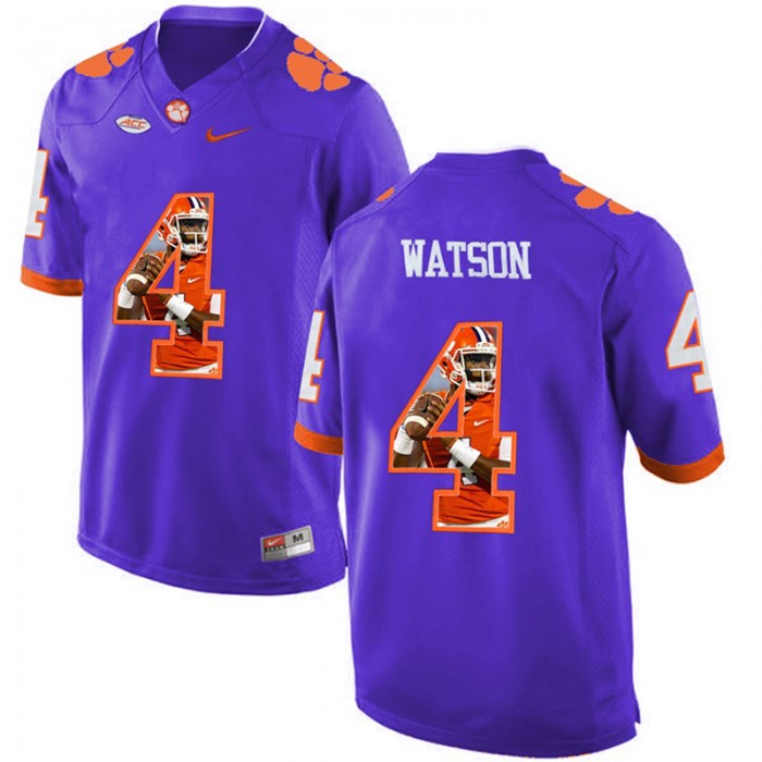Male DeShaun Watson Clemson Tigers Purple NCAA Football Player Pictorial Fashion Jersey