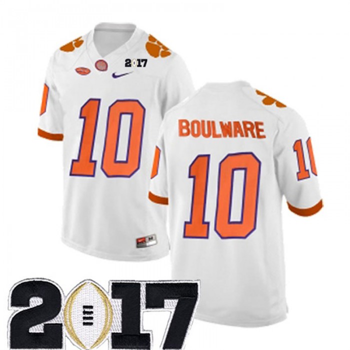 Male Clemson Tigers #10 Ben Boulware White NCAA 2017 National Championship Bound Limited Jersey
