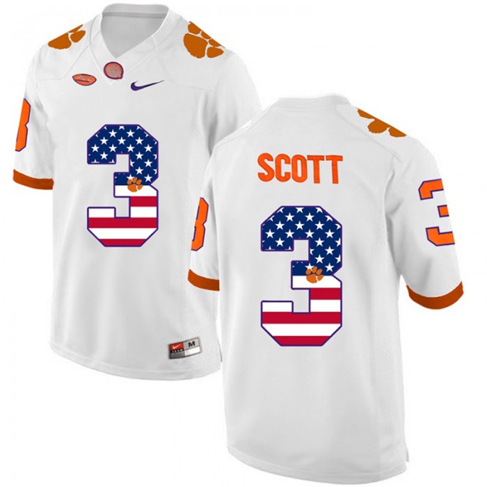Male Artavis Scott Clemson Tigers White NCAA Football US Flag Fashion Jersey