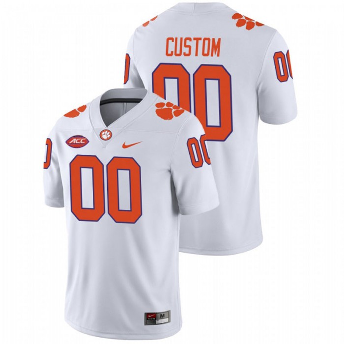 Custom Clemson Tigers College Football Away Game White Jersey For Men