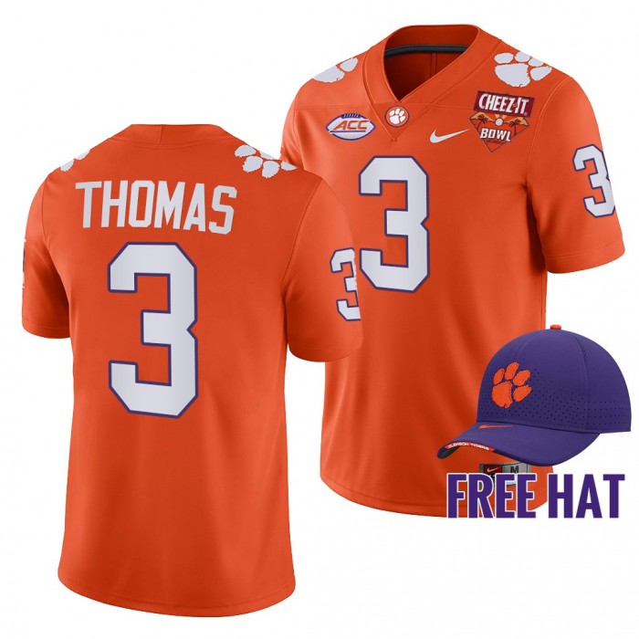 Clemson Tigers Xavier Thomas 2021 Cheez-It Bowl Orange CFP Jersey Free Hat
