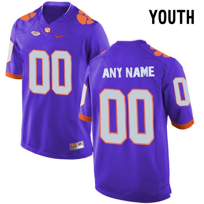 Youth Clemson Tigers #00 Purple College Limited Football Customized Jersey