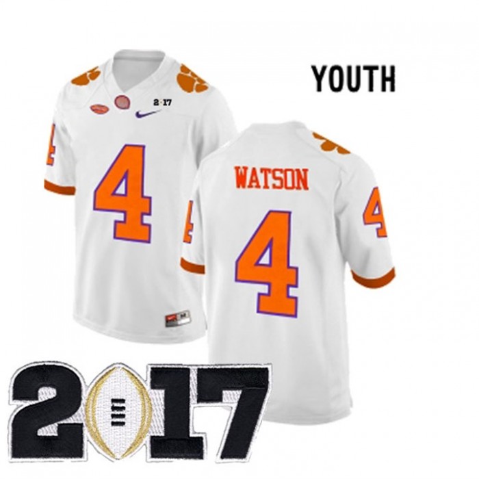 Youth Clemson Tigers #4 Deshaun Watson White NCAA 2017 National Championship Bound Limited Jersey