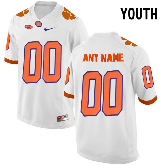 Youth Clemson Tigers #00 White College Limited Football Customized Jersey