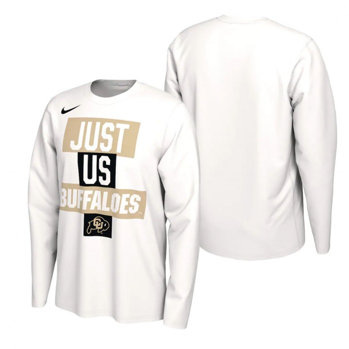 Colorado Buffaloes Nike 2021 Postseason Basketball JUST US Bench Legend Long Sleeve T-Shirt White