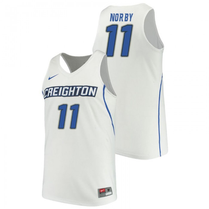Creighton Bluejays College Basketball White Bailey Norby Performance Jersey