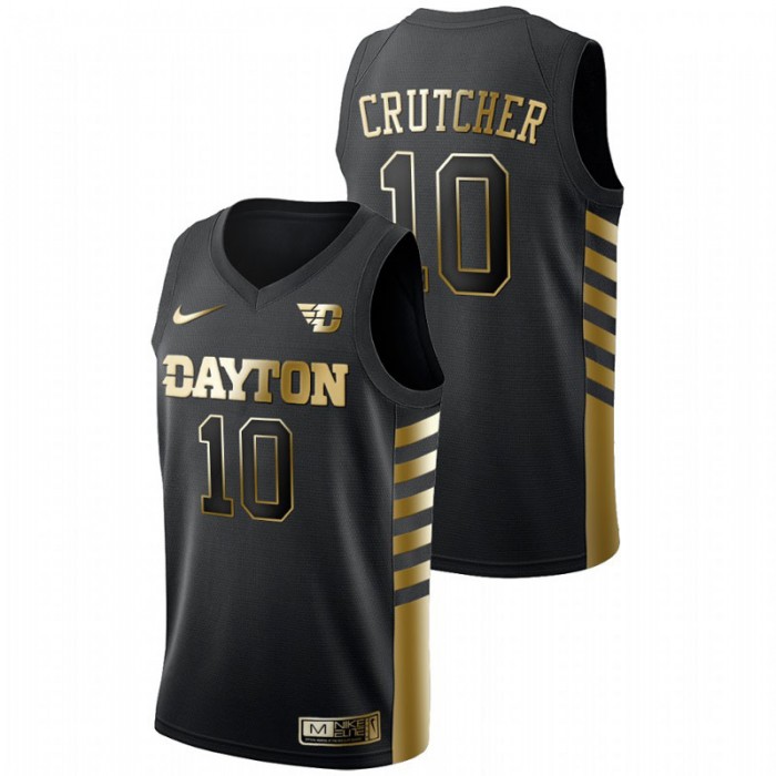Jalen Crutcher Dayton Flyers Golden Edition Limited Black Jersey For Men