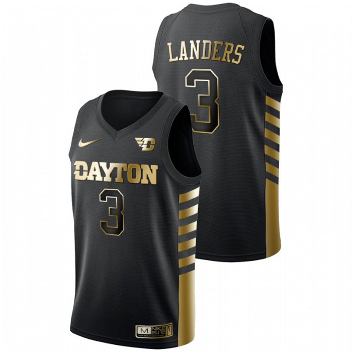 Trey Landers Dayton Flyers Golden Edition Limited Black Jersey For Men