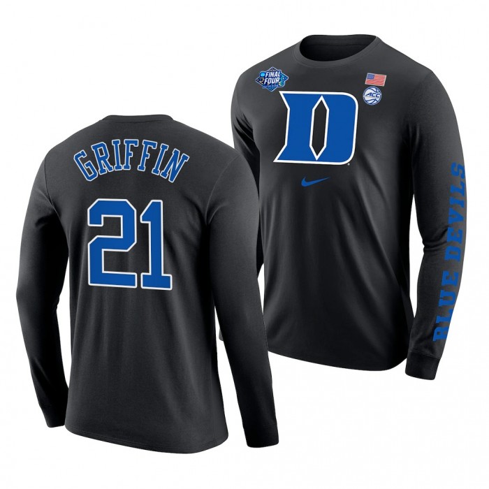 Duke Blue Devils AJ Griffin 2022 March Madness Final Four 21 Black Long Sleeve T-Shirt