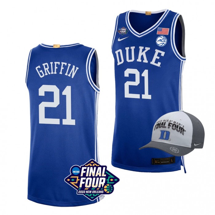 AJ Griffin Duke Blue Devils 2022 March Madness Final Four Royal Basketball Jersey Free Hat