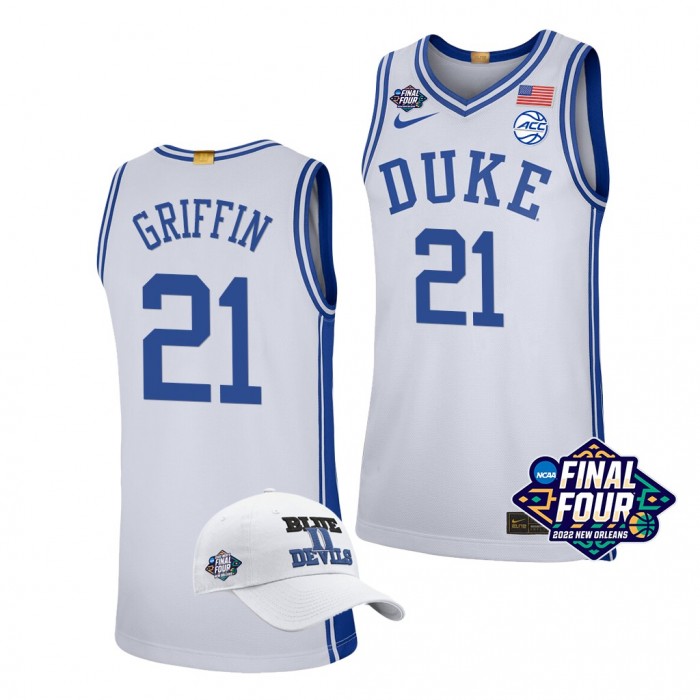 Duke Blue Devils #21 AJ Griffin 2022 March Madness Final Four White Free Hat Jersey