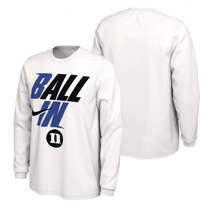 Duke Blue Devils Nike Ball In Bench Long Sleeve T-Shirt White