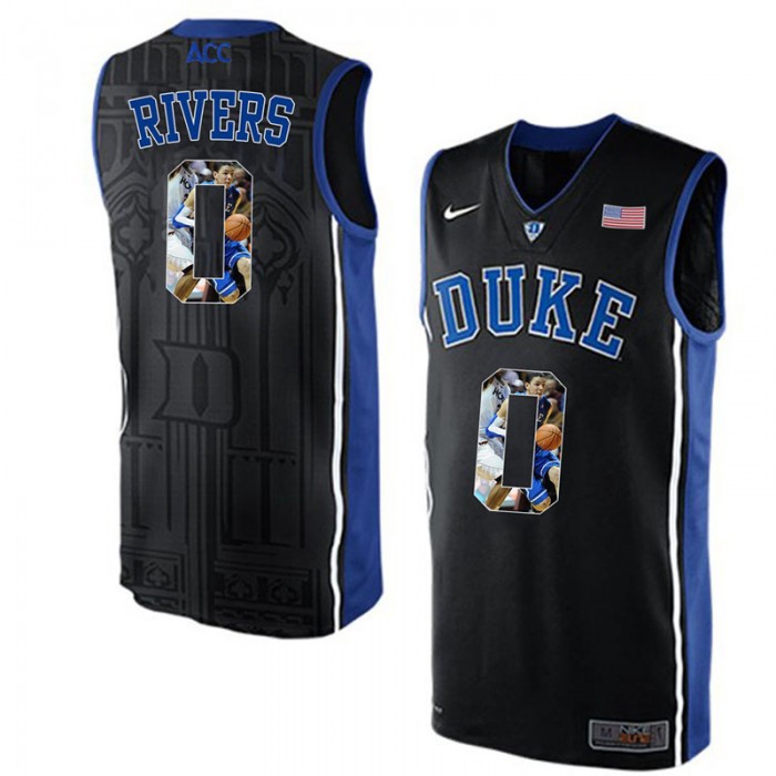 Duke Blue Devils Austin Rivers Black NCAA College Basketball Player Portrait Fashion Jersey