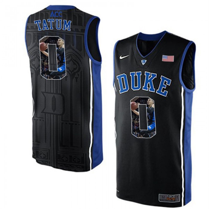 Duke Blue Devils Jayson Tatum Black NCAA College Basketball Player Portrait Fashion Jersey