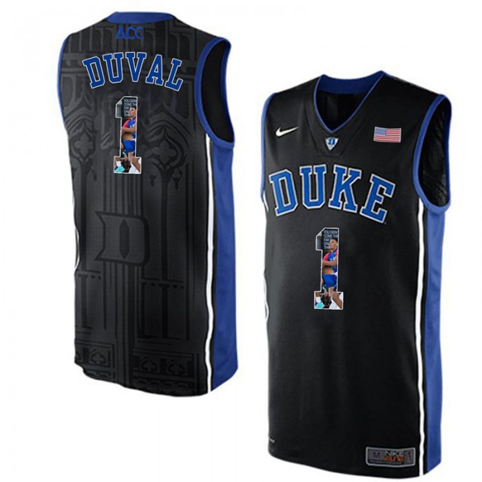 Duke Blue Devils Trevon Duval Black NCAA College Basketball Player Portrait Fashion Jersey