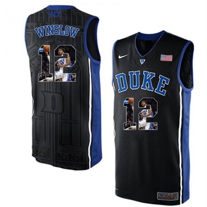 Duke Blue Devils Justise Winslow Black NCAA College Basketball Player Portrait Fashion Jersey
