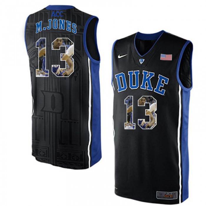 Duke Blue Devils Matt Jones Black NCAA College Basketball Player Portrait Fashion Jersey