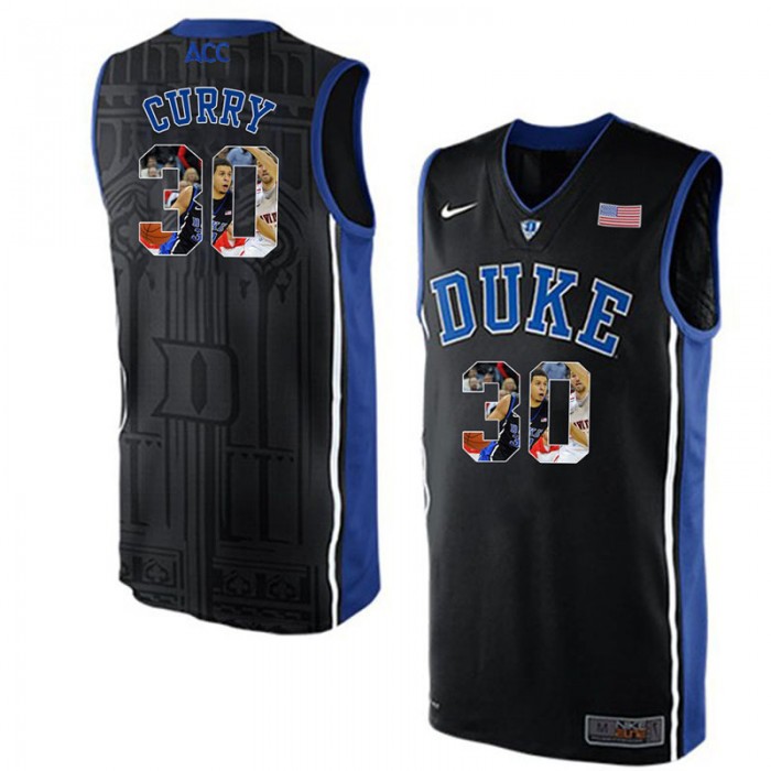 Duke Blue Devils Seth Curry Black NCAA College Basketball Player Portrait Fashion Jersey