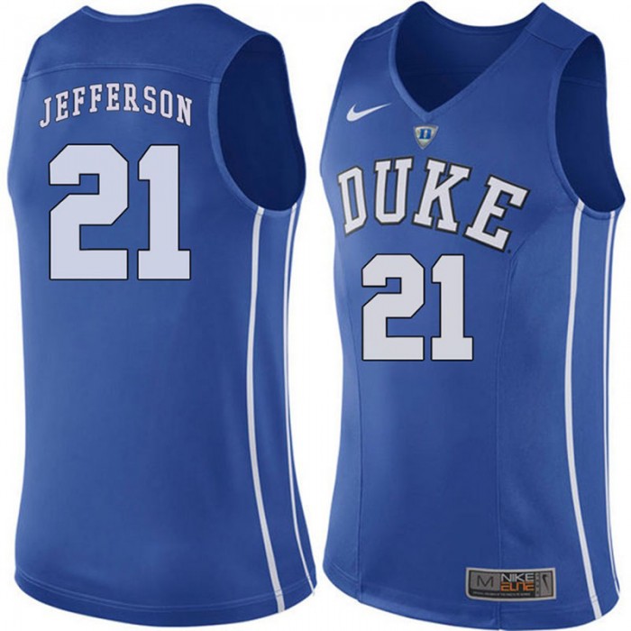 Duke Blue Devils #21 Amile Jefferson Royal College Basketball Jersey