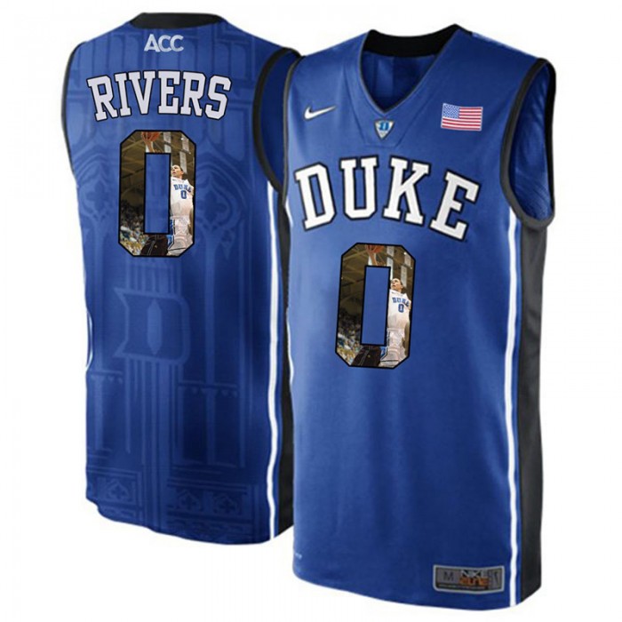 Duke Blue Devils Austin Rivers Royal Blue NCAA College Basketball Player Portrait Fashion Jersey