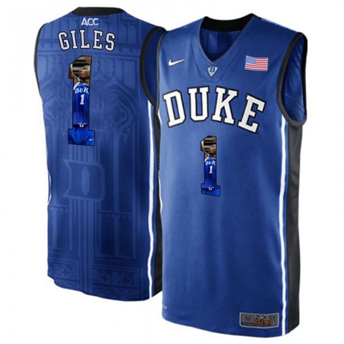 Duke Blue Devils Harry Giles Royal Blue NCAA College Basketball Player Portrait Fashion Jersey