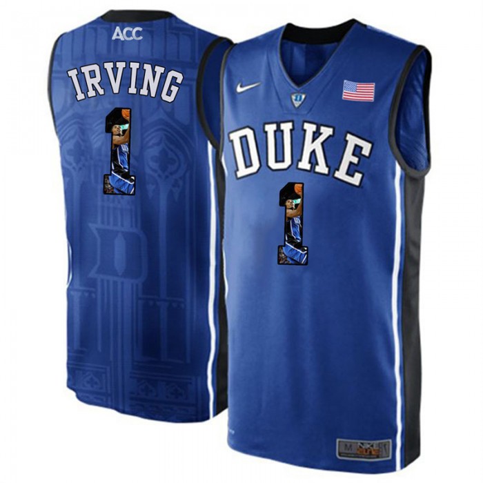 Duke Blue Devils Kyrie Irving Royal Blue NCAA College Basketball Player Portrait Fashion Jersey