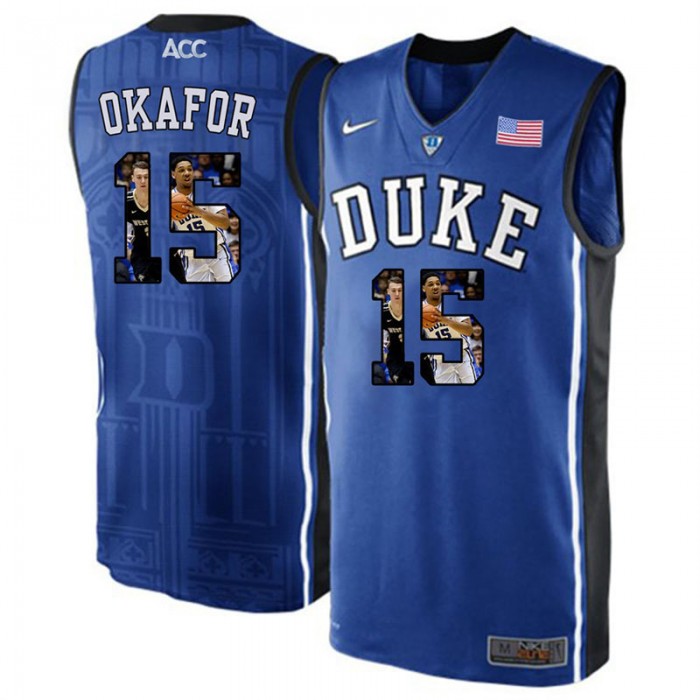 Duke Blue Devils Jahlil Okafor Royal Blue NCAA College Basketball Player Portrait Fashion Jersey