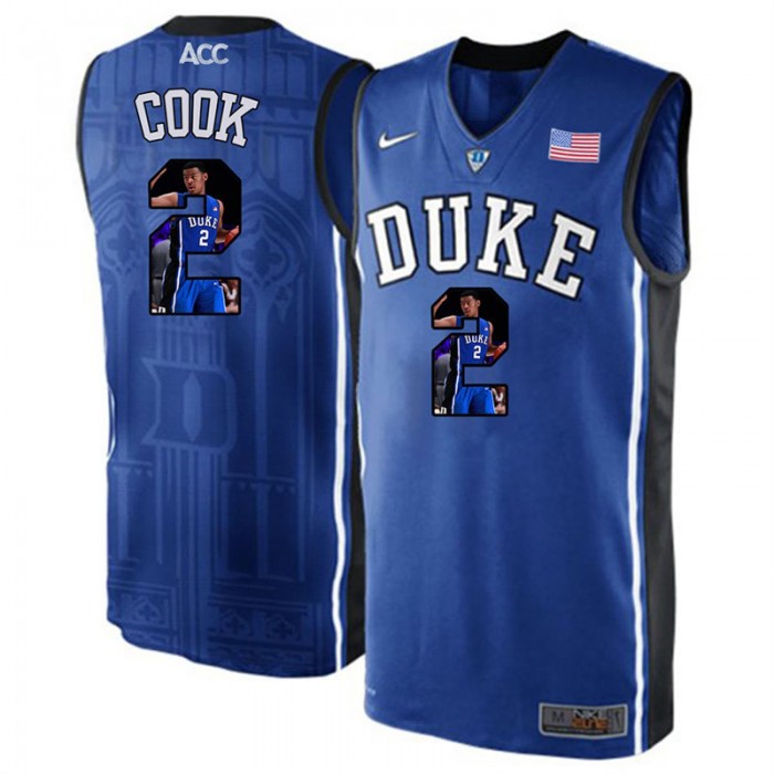 Duke Blue Devils Quinn Cook Royal Blue NCAA College Basketball Player Portrait Fashion Jersey