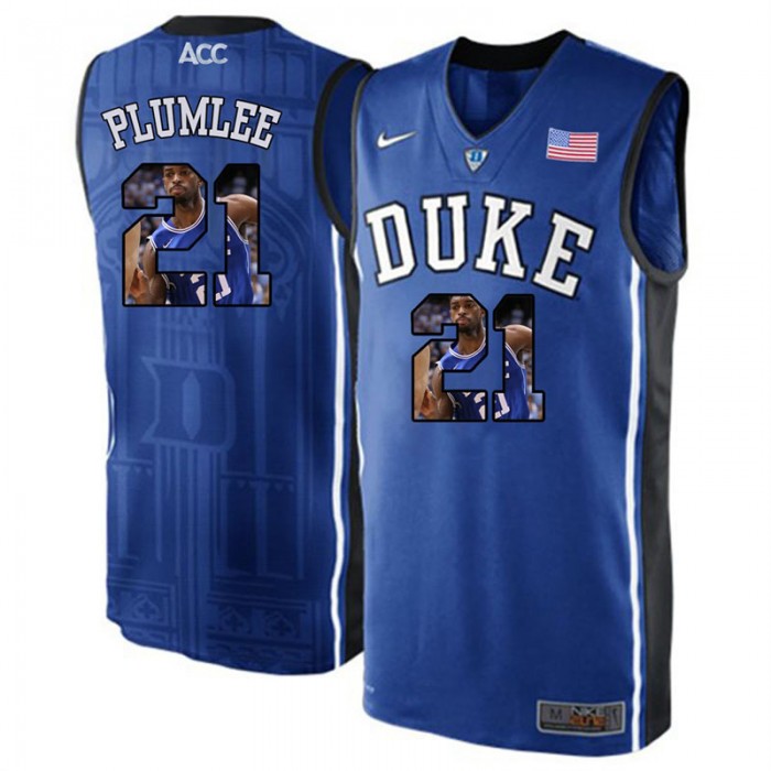 Duke Blue Devils Miles Plumlee Royal Blue NCAA College Basketball Player Portrait Fashion Jersey