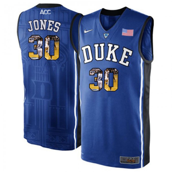Duke Blue Devils Dahntay Jones Royal Blue NCAA College Basketball Player Portrait Fashion Jersey