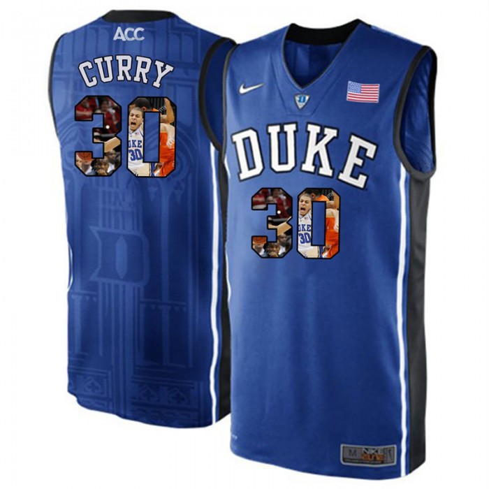 Duke Blue Devils Seth Curry Royal Blue NCAA College Basketball Player Portrait Fashion Jersey