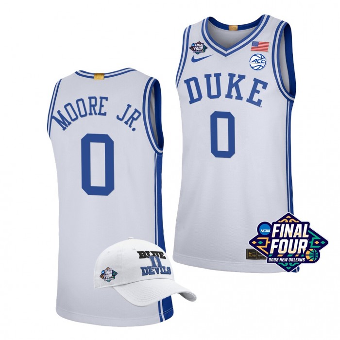 Duke Blue Devils #0 Wendell Moore Jr. 2022 March Madness Final Four White Free Hat Jersey