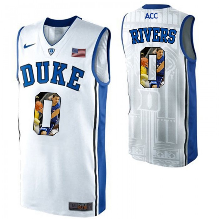 Duke Blue Devils Austin Rivers White NCAA College Basketball Player Portrait Fashion Jersey
