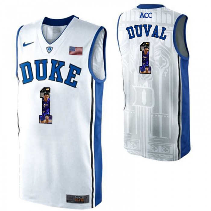 Duke Blue Devils Trevon Duval White NCAA College Basketball Player Portrait Fashion Jersey