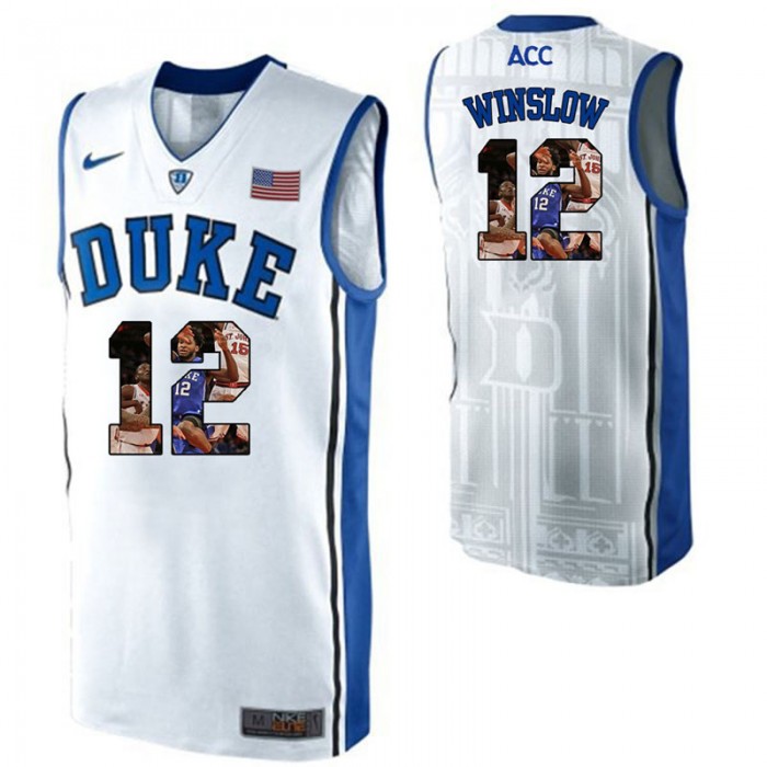 Duke Blue Devils Justise Winslow White NCAA College Basketball Player Portrait Fashion Jersey