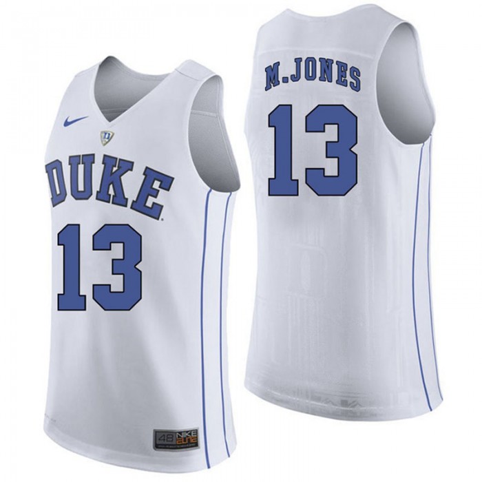 Duke Blue Devils #13 Matt Jones White College Basketball Jersey