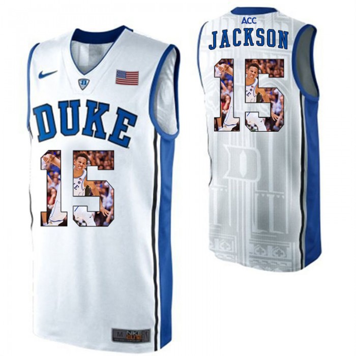 Duke Blue Devils Frank Jackson White NCAA College Basketball Player Portrait Fashion Jersey