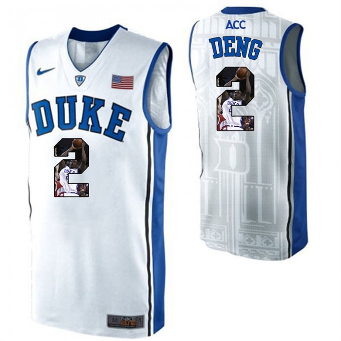 Duke Blue Devils Luol Deng White NCAA College Basketball Player Portrait Fashion Jersey