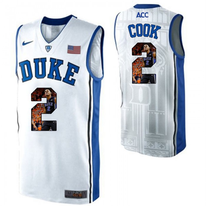 Duke Blue Devils Quinn Cook White NCAA College Basketball Player Portrait Fashion Jersey