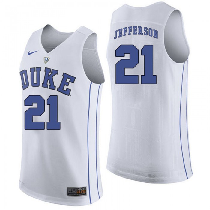 Duke Blue Devils #21 Amile Jefferson White College Basketball Jersey
