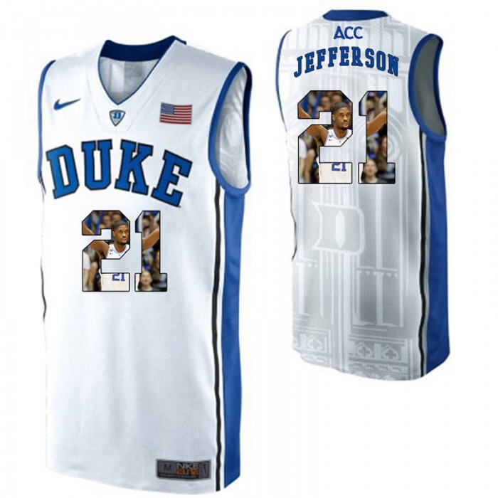 Duke Blue Devils Amile Jefferson White NCAA College Basketball Player Portrait Fashion Jersey