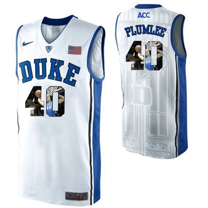 Duke Blue Devils Marshall Plumlee White NCAA College Basketball Player Portrait Fashion Jersey