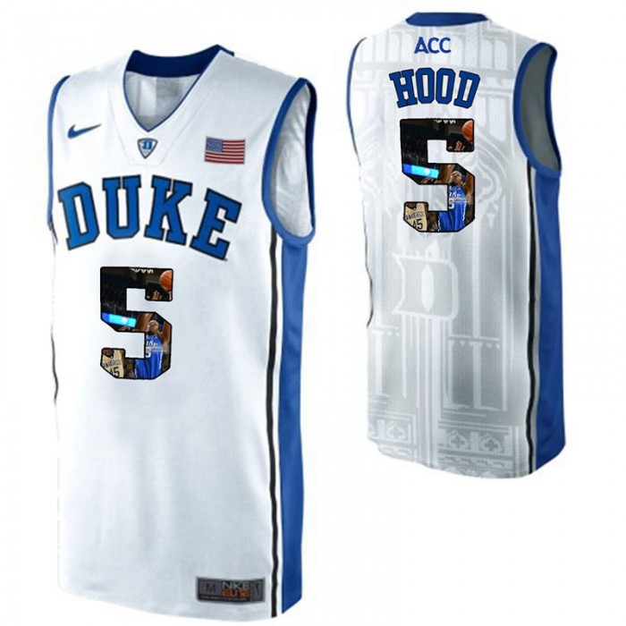 Duke Blue Devils Rodney Hood White NCAA College Basketball Player Portrait Fashion Jersey