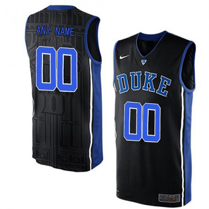 Male Duke Blue Devils Black Authentic V-Neck Name And Number Customized Basketball Jersey