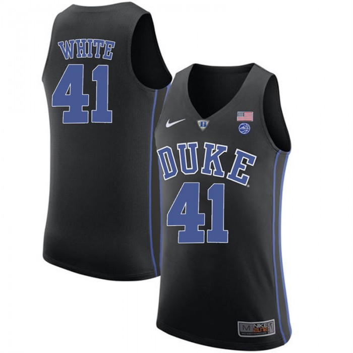 Male Jack White Duke Blue Devils Black College Basketball Player Performance Jersey