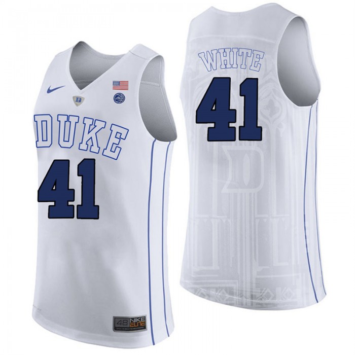Male Jack White Duke Blue Devils White College Basketball Player Performance Jersey