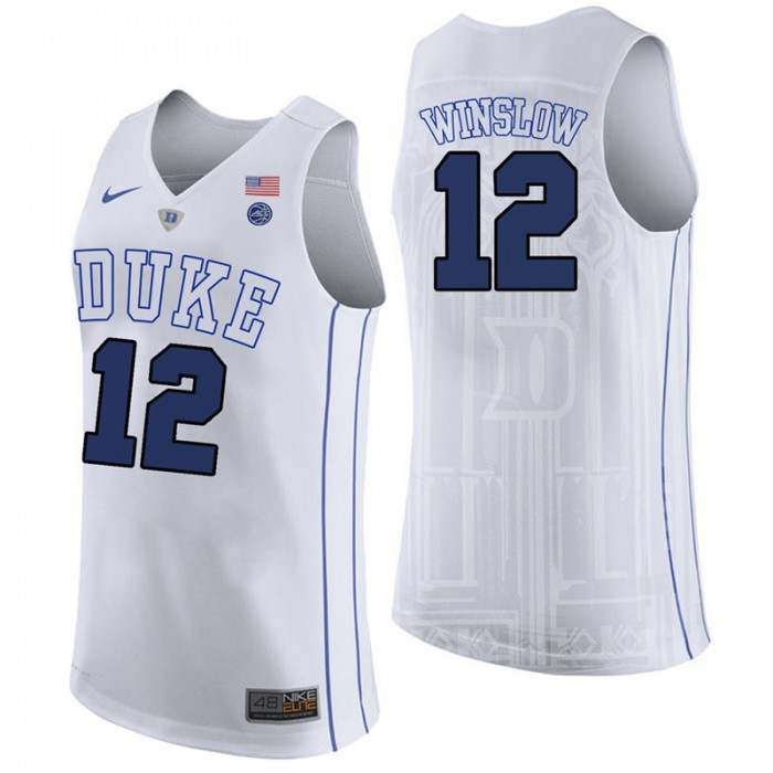 Male Justise Winslow Duke Blue Devils White College Basketball Player Performance Jersey