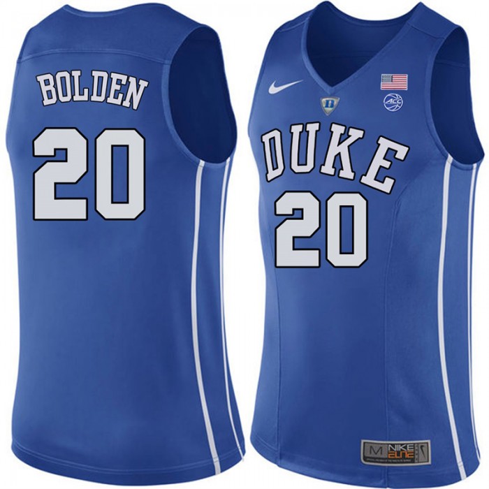 Male Marques Bolden Duke Blue Devils Royal College Basketball Player Performance Jersey