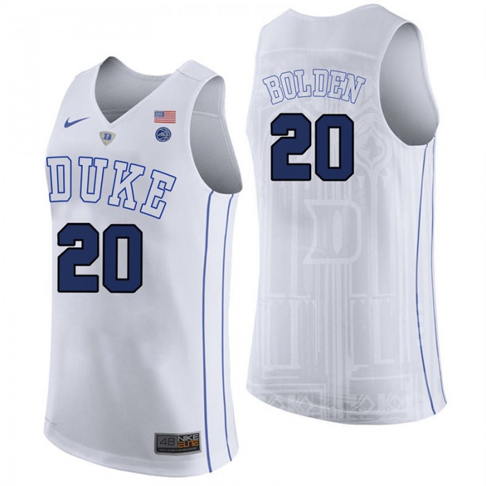 Male Marques Bolden Duke Blue Devils White College Basketball Player Performance Jersey